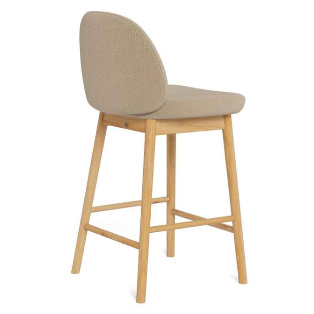 Spokane Fabric Bar Stools With Oak Legs in Pair - Beige