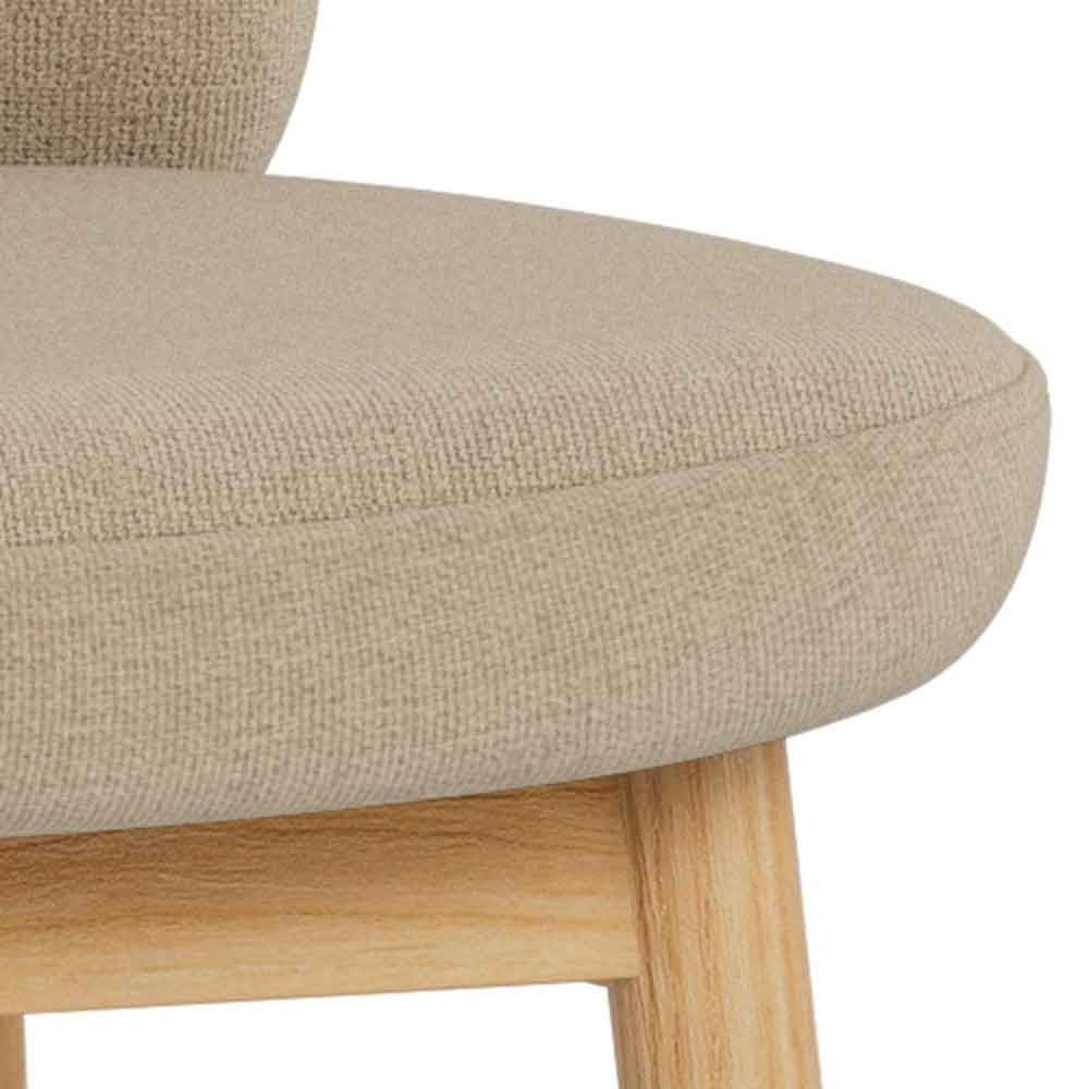 Spokane Fabric Bar Stools With Oak Legs in Pair - Beige