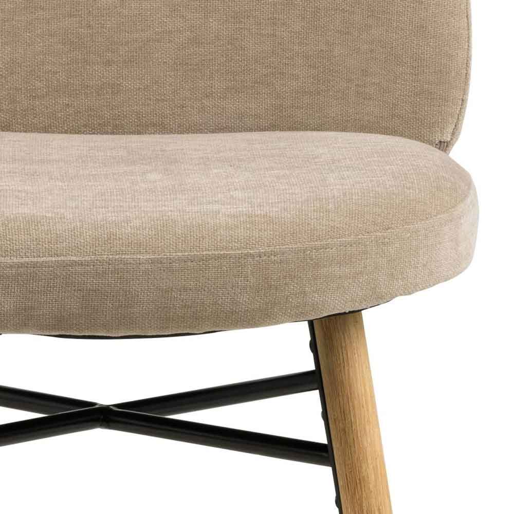 Spokane Fabric Dining Chairs With Oak Legs in Pair - Beige