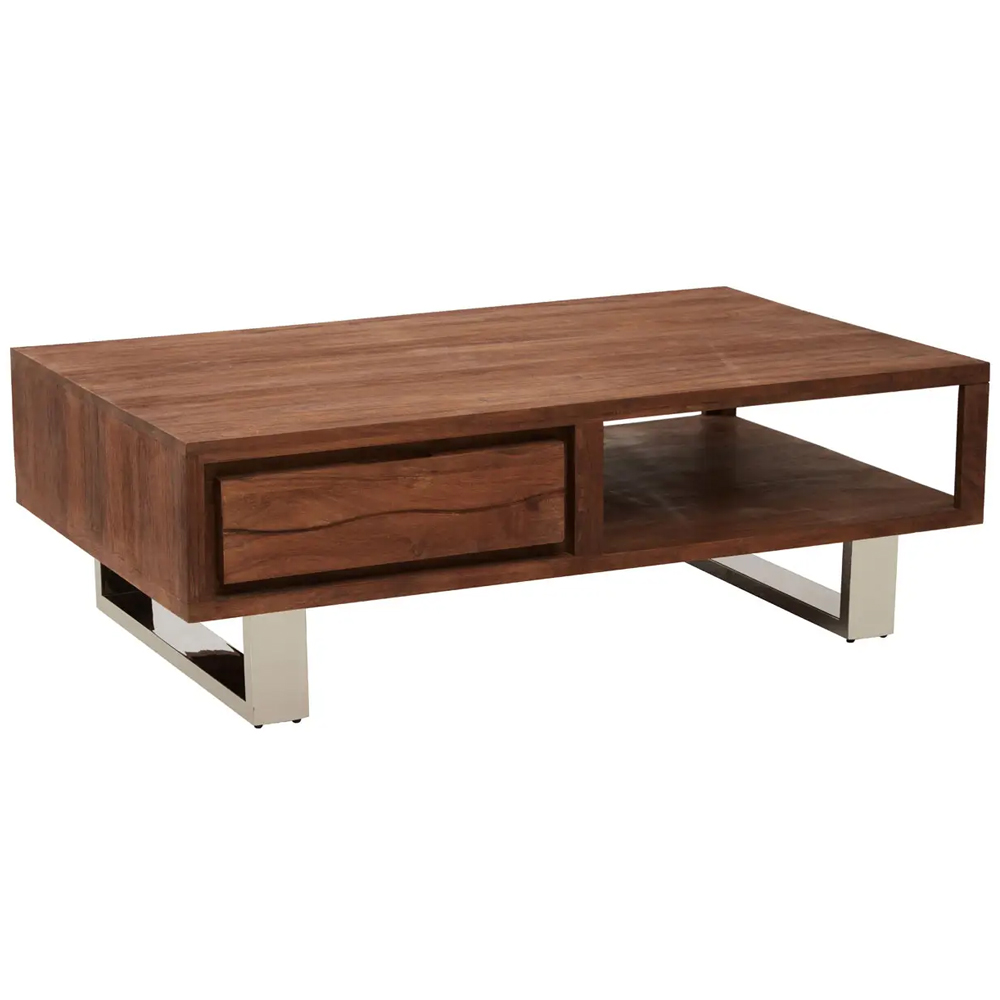 Spooner Wooden Coffee Table With 1 Drawer In Brown