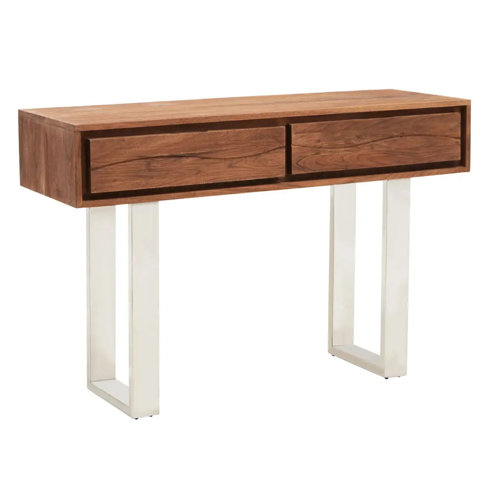 Spooner Wooden Console Table With 2 Drawers In Brown