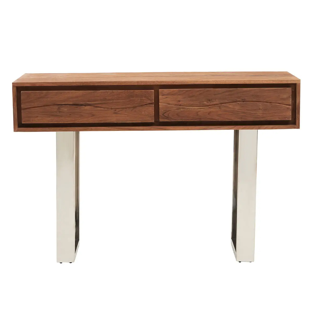 Spooner Wooden Console Table With 2 Drawers In Brown