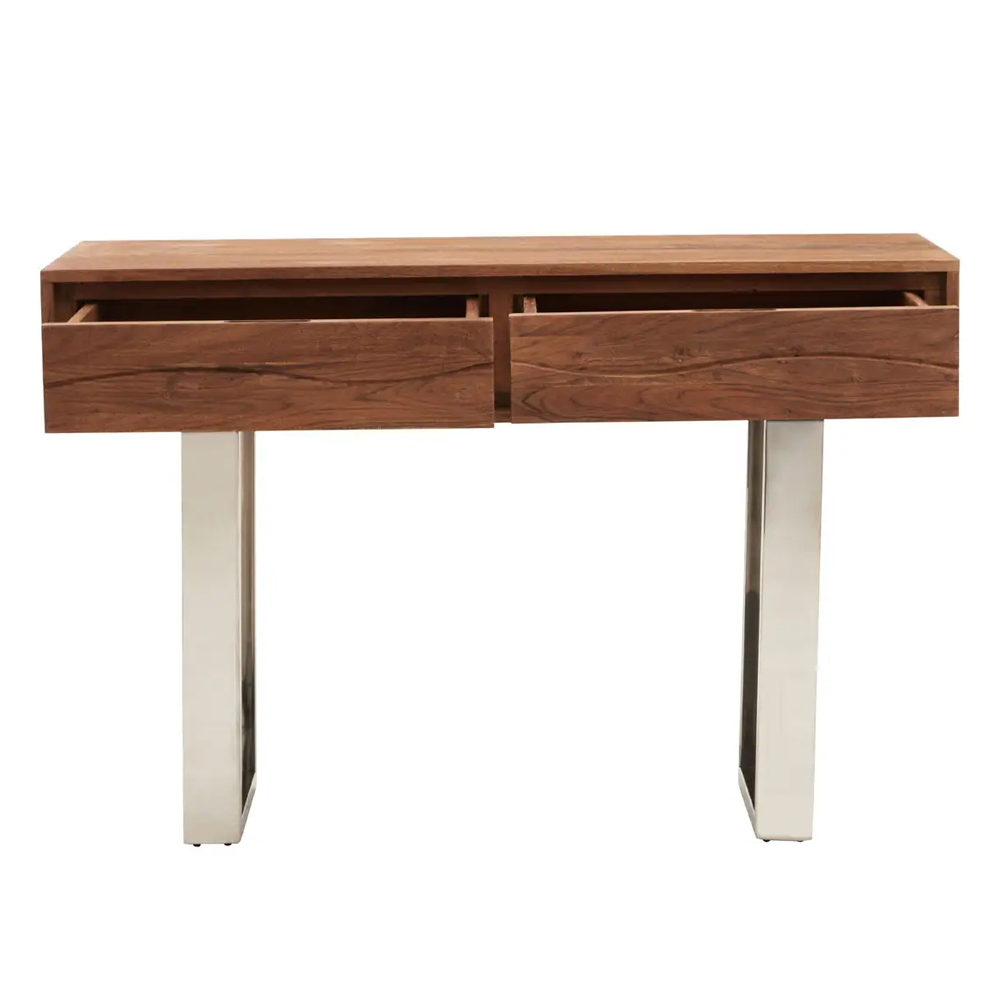 Spooner Wooden Console Table With 2 Drawers In Brown
