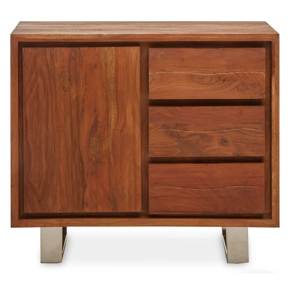 Spooner Wooden Sideboard With 1 Door 3 Drawers In Brown