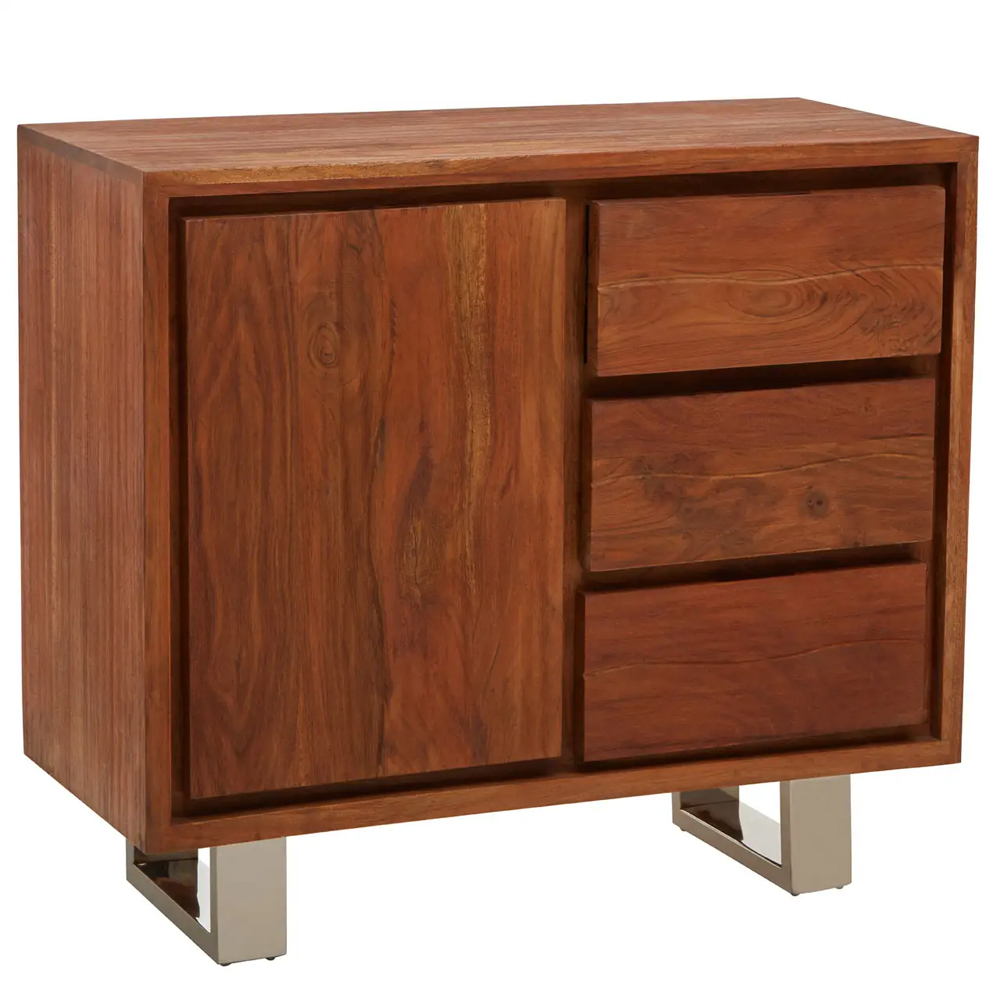 Spooner Wooden Sideboard With 1 Door 3 Drawers In Brown