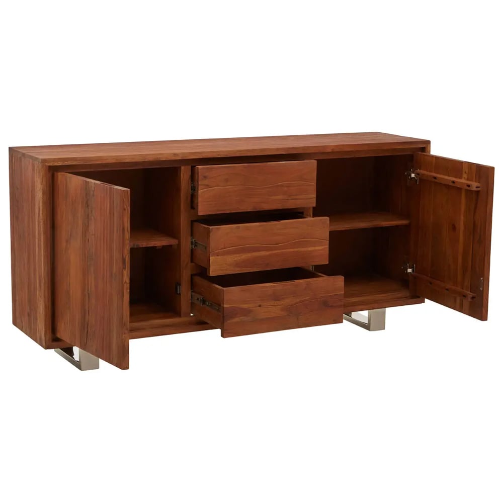 Spooner Wooden Sideboard With 2 Doors 3 Drawers In Brown
