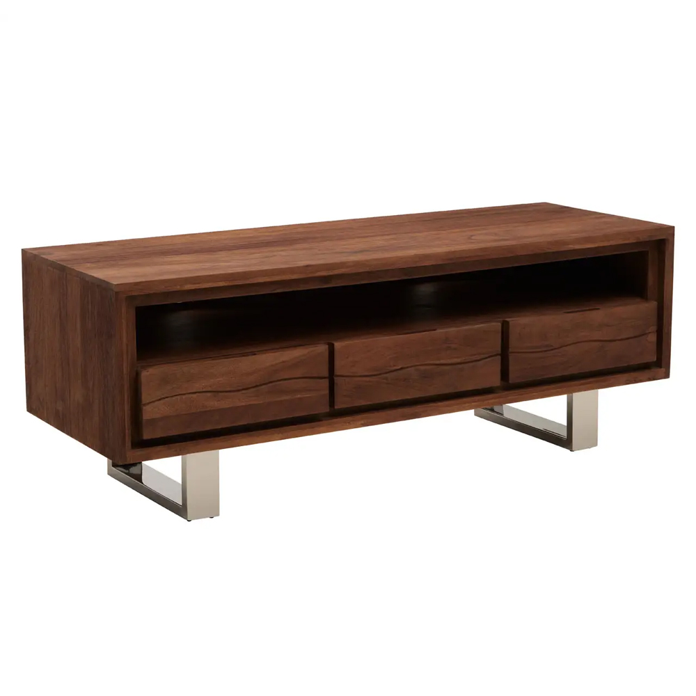 Spooner Wooden TV Stand With 3 Drawers In Brown
