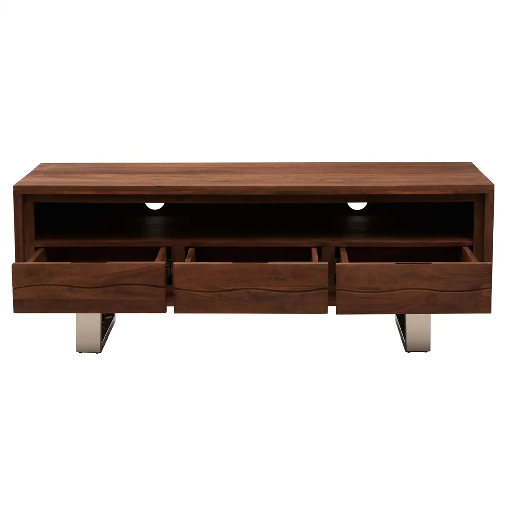 Spooner Wooden TV Stand With 3 Drawers In Brown