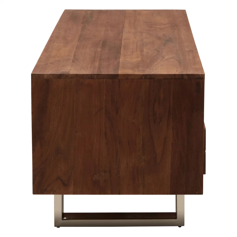 Spooner Wooden TV Stand With 3 Drawers In Brown