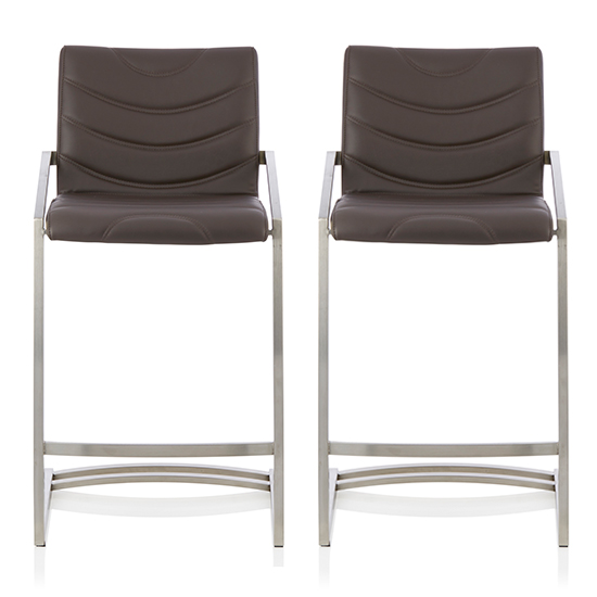 Read more about Spproc brown faux leather counter height bar stools in pair