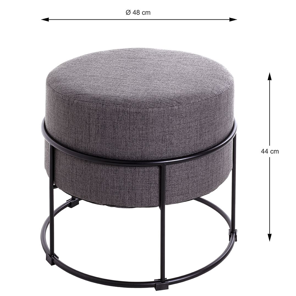 Spring Textile Fabric Stool In Anthracite
