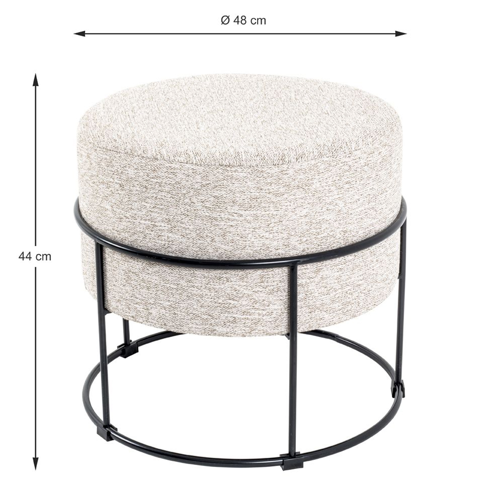 Spring Textile Fabric Stool In Cream