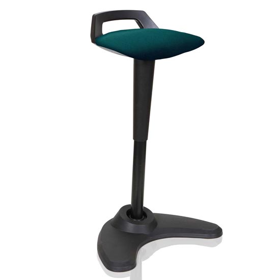 Photo of Spry fabric office stool in black frame and maringa teal seat