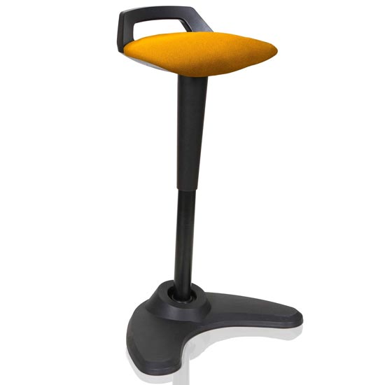 Photo of Spry fabric office stool in black frame and senna yellow seat