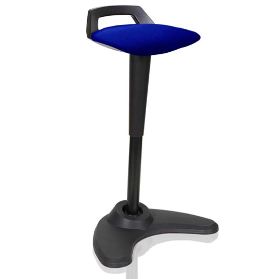 Photo of Spry fabric office stool in black frame and stevia blue seat