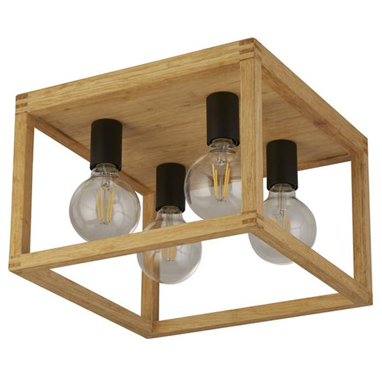 Read more about Square 2 lights flush ceiling light with wooden frame