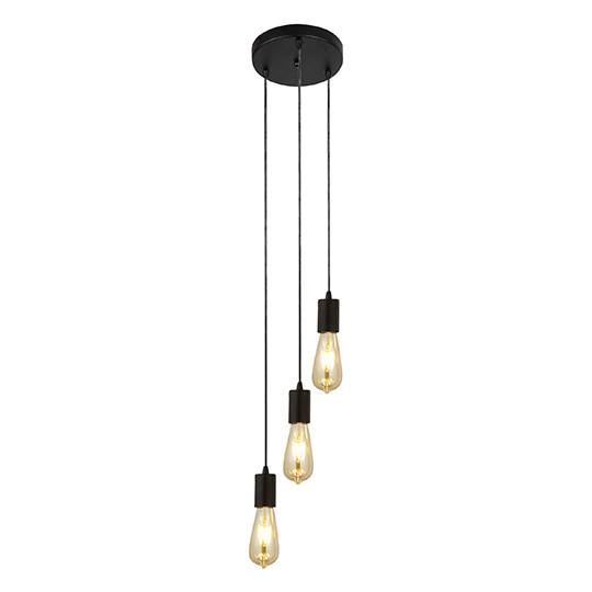 Product photograph of Squiggle 3 Lights Pendant Ceiling Light In Black from Furniture in Fashion