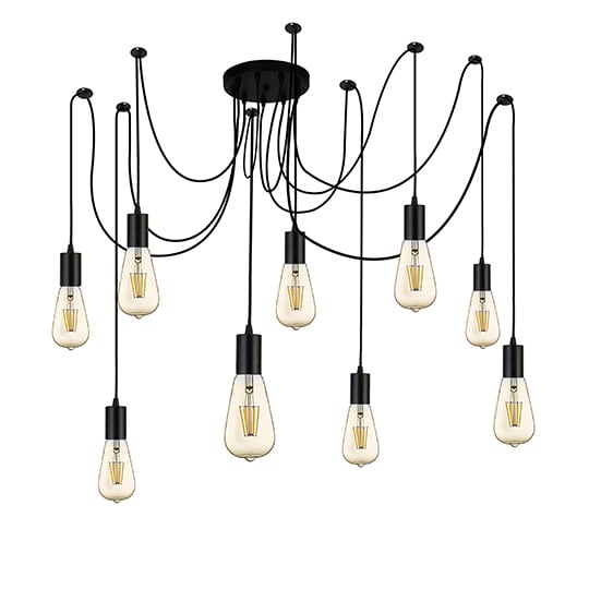 Product photograph of Squiggle 9 Lights Pendant Ceiling Light In Black from Furniture in Fashion