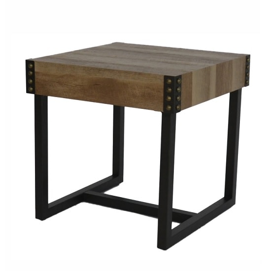 Photo of Stacey wooden square end table with black metal legs