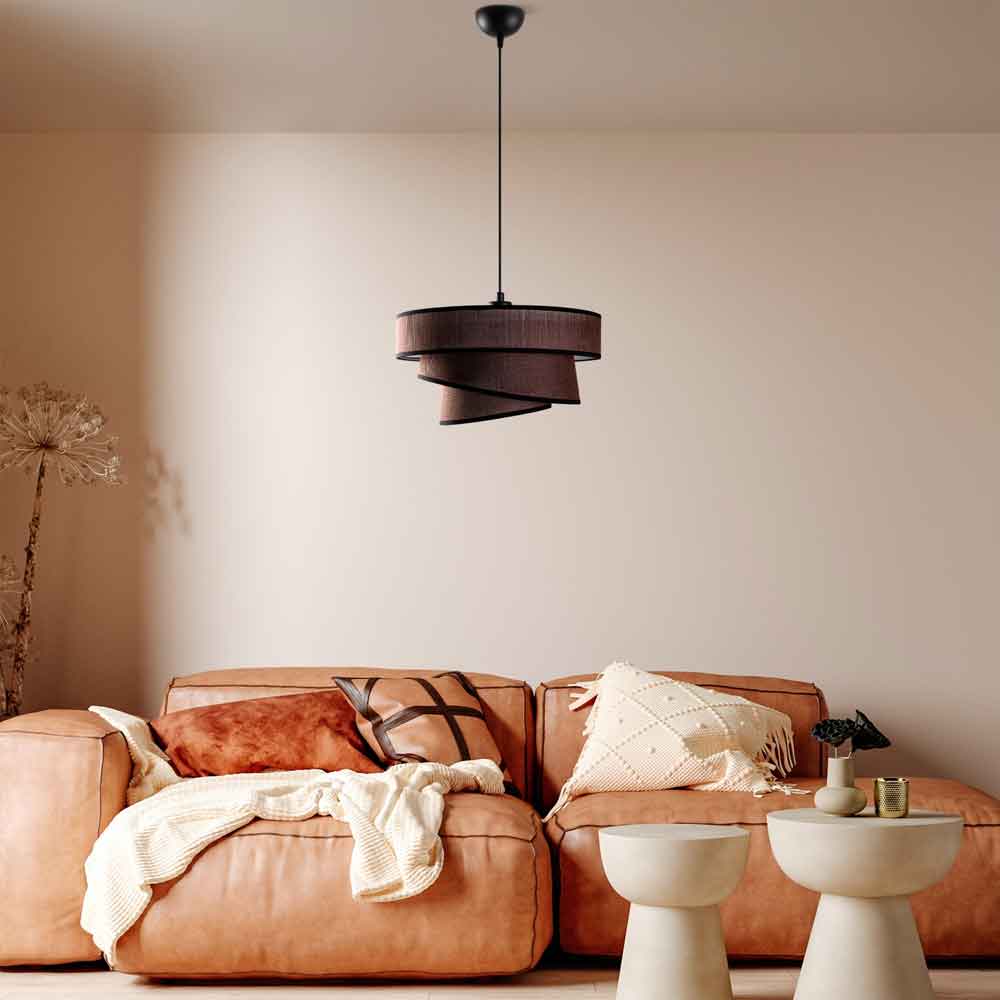 Stage Large Loop Metal Ceiling Pendant Light in Dark Brown