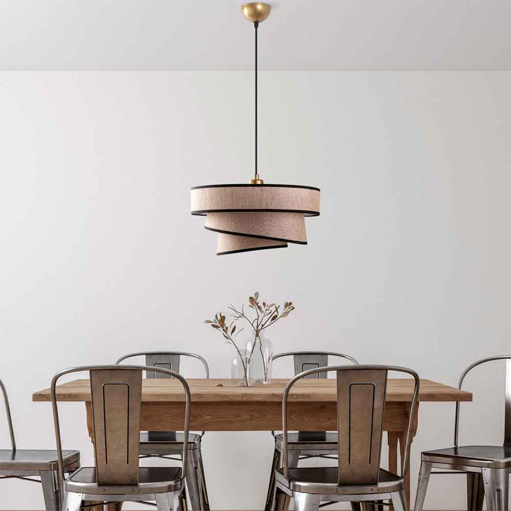 Stage Large Loop Metal Ceiling Pendant Light in Light Brown