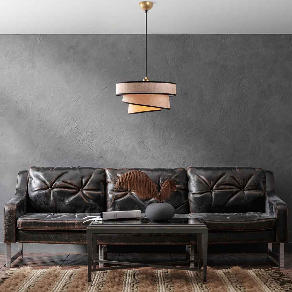 Stage Large Loop Metal Ceiling Pendant Light in Light Brown