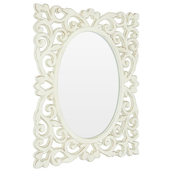 Stains Lace Design Wall Bedroom Mirror In Weathered White Frame_1