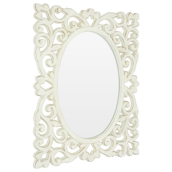 Read more about Stains lace design wall bedroom mirror in weathered white frame