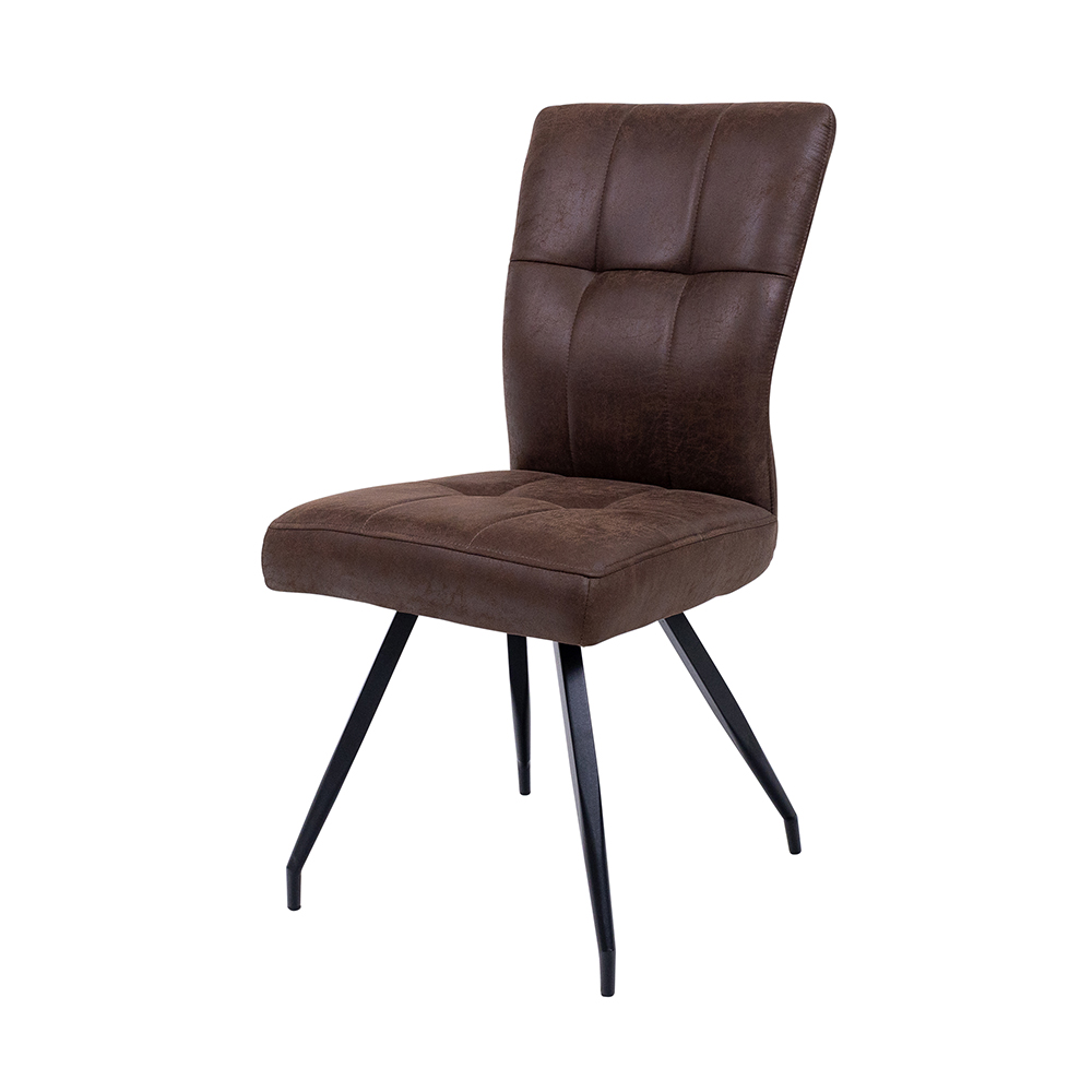 Stamford Antique Ebony Fabric Dining Chairs with Black Legs in Pair