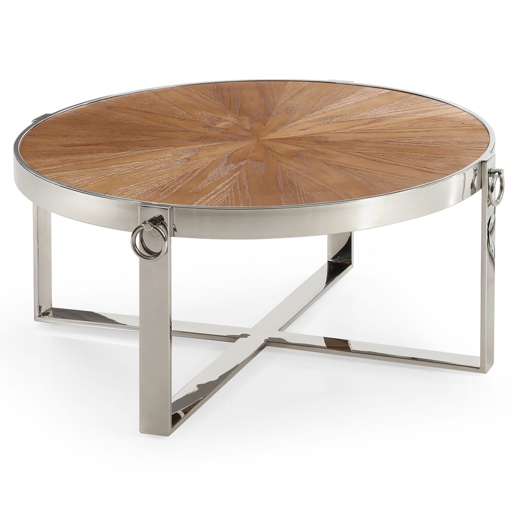stamford ash veneer coffee table with stainless steel frame