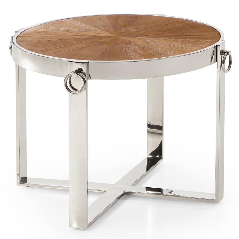 Stamford Ash Veneer End Table With Stainless Steel Frame