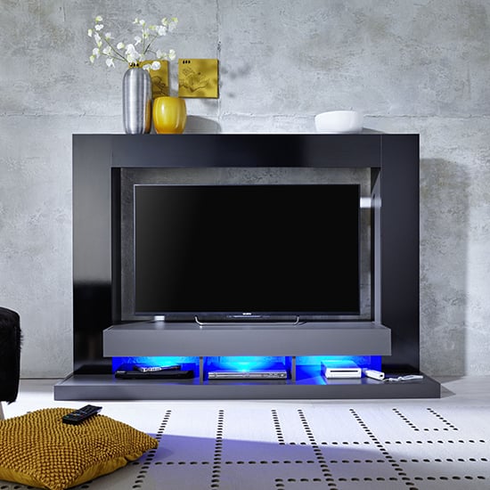 Stamford Entertainment Unit In Black Gloss Fronts With Shelving_2