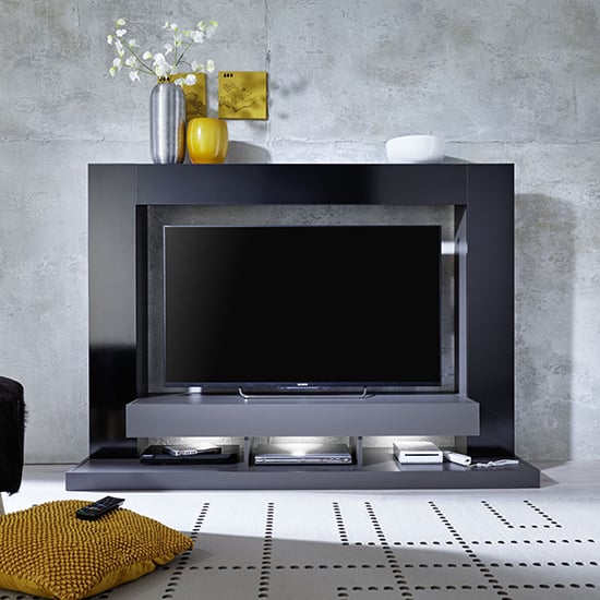 Stamford Entertainment Unit In Black Gloss Fronts With Shelving_5