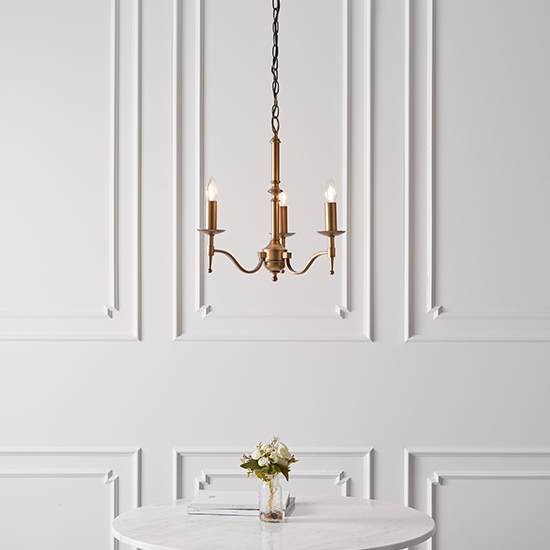Stanford 3 Lights Pendant Light In Antique Brass