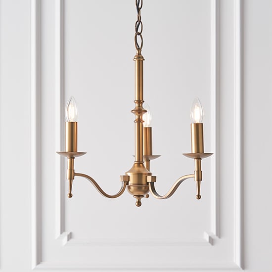 Photo of Stanford 3 lights pendant light in antique brass