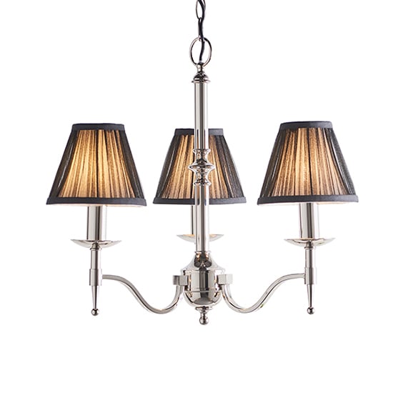 Product photograph of Stanford 3 Lights Pendant In Nickel With Black Shades from Furniture in Fashion