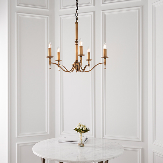 Stanford 5 Lights Pendant Light In Antique Brass_3