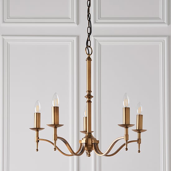 Product photograph of Stanford 5 Lights Pendant Light In Antique Brass from Furniture in Fashion