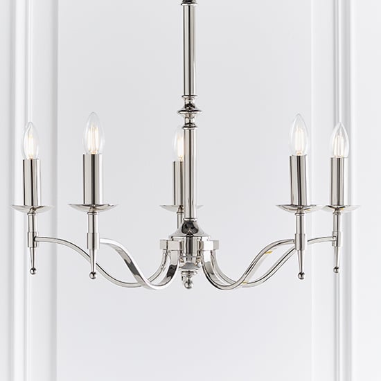 Product photograph of Stanford 5 Lights Pendant Light In Polished Nickel from Furniture in Fashion