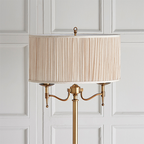 Stanford Floor Lamp In Antique Brass With Beige Shade