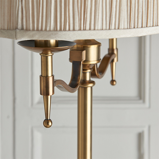 Stanford Floor Lamp In Antique Brass With Beige Shade