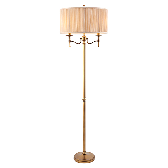 Stanford Floor Lamp In Antique Brass With Beige Shade_4