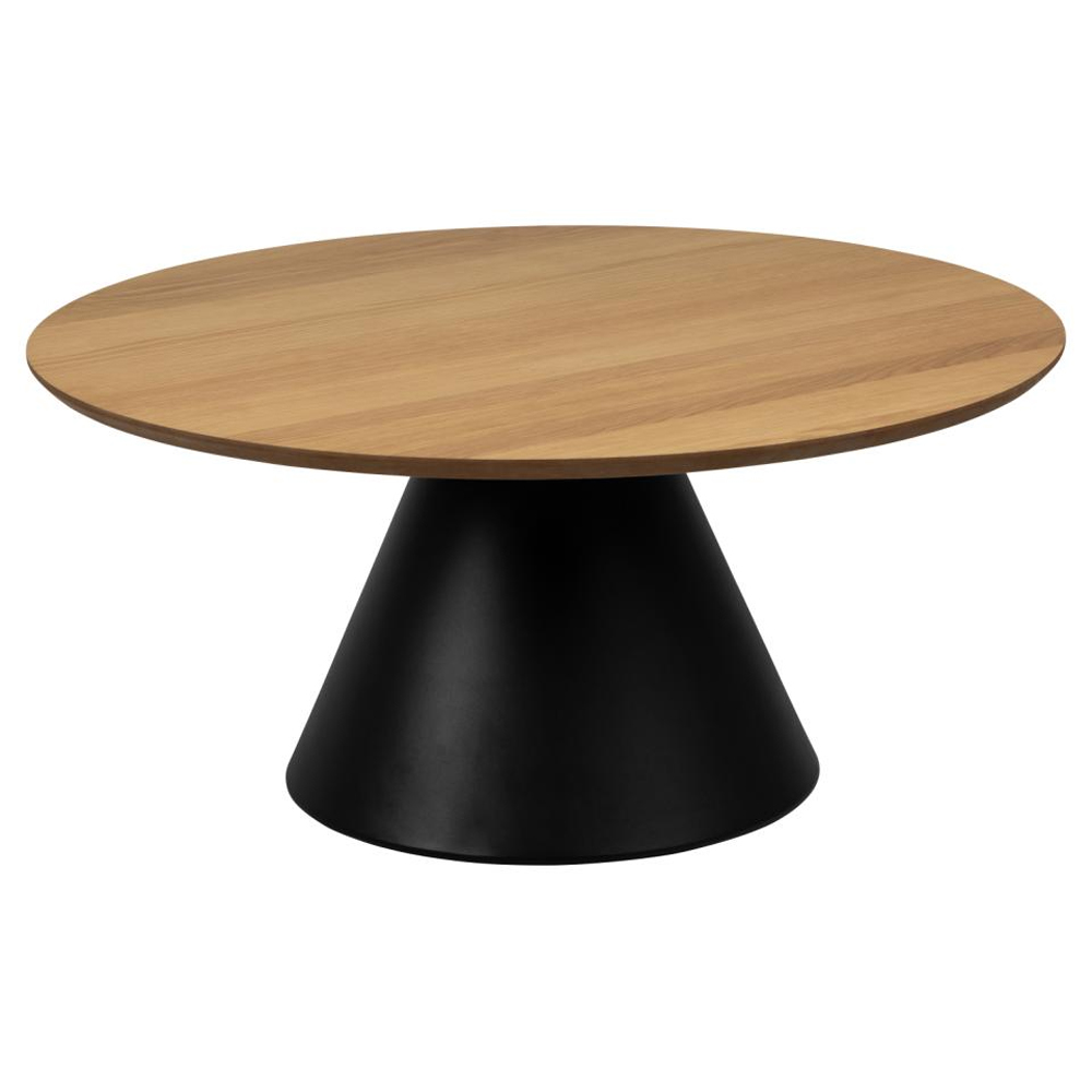 Stanford Large Wooden Coffee Table With Black Base In Matt Oak