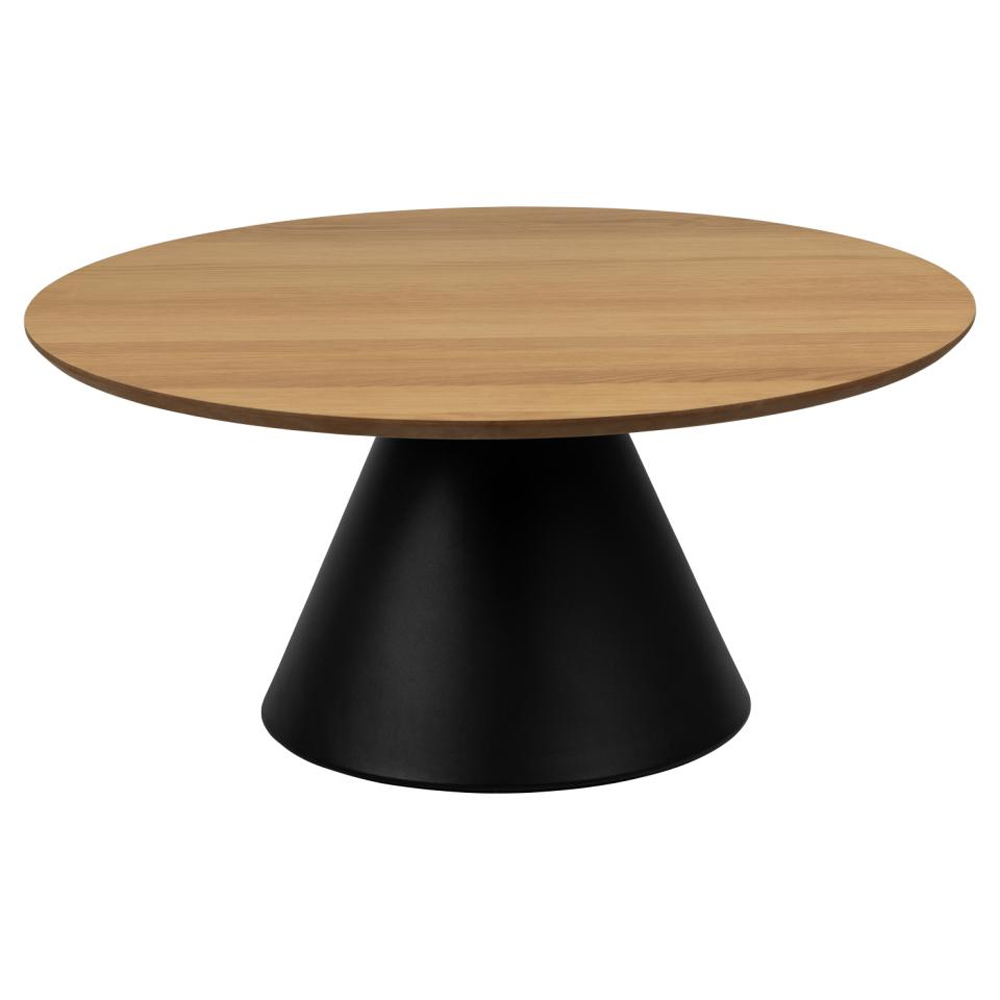 Stanford Large Wooden Coffee Table With Black Base In Matt Oak