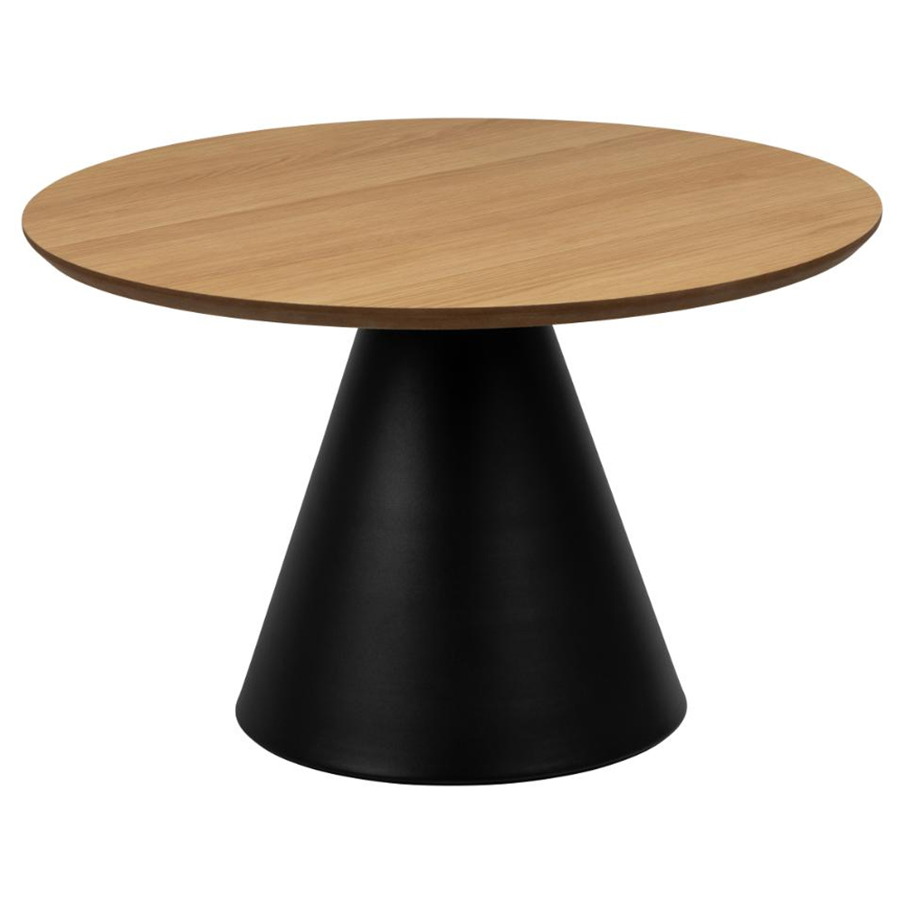 Stanford Medium Wooden Coffee Table With Black Base In Matt Oak