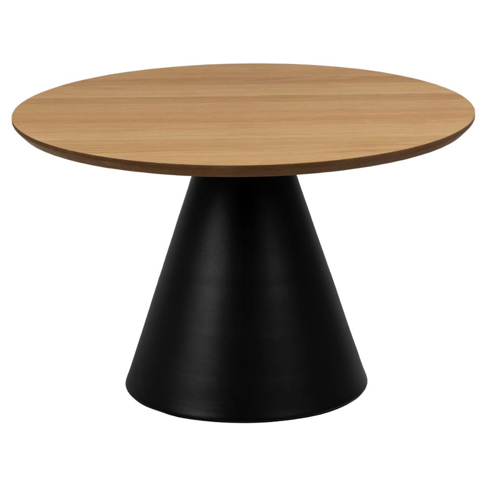 Stanford Medium Wooden Coffee Table With Black Base In Matt Oak