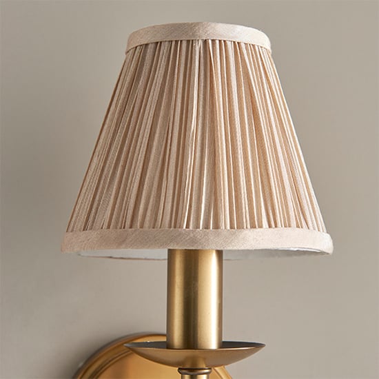 Stanford Single Wall Light In Antique Brass With Beige Shade_2