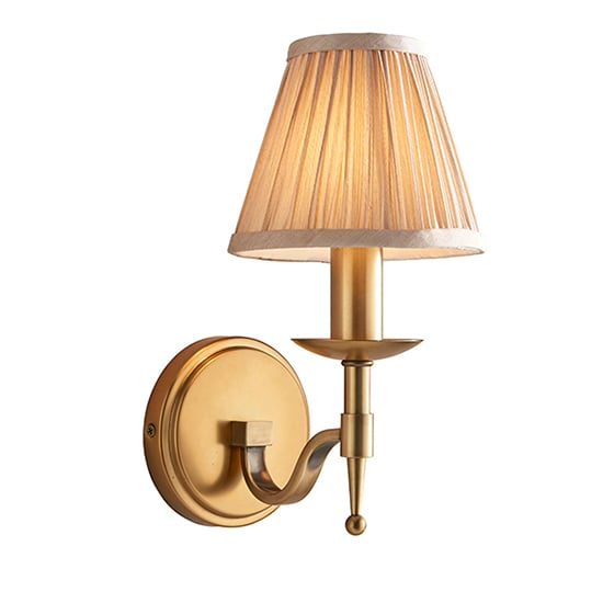 Stanford Single Wall Light In Antique Brass With Beige Shade_4