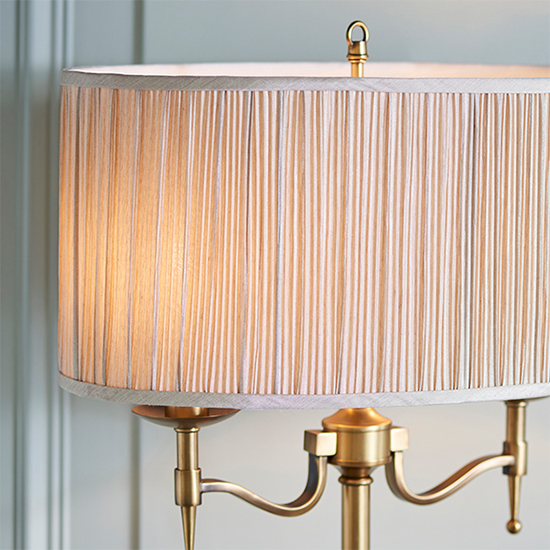 Stanford Table Lamp In Antique Brass With Beige Shade