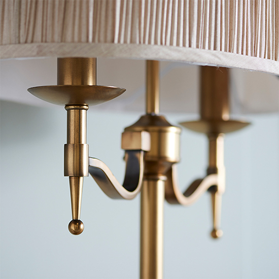 Stanford Table Lamp In Antique Brass With Beige Shade